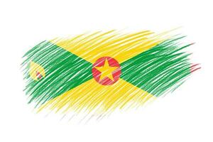 3D Flag of Grenada on vintage style brush background. photo