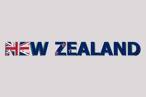 3D Flag of New Zealand on a text background. photo