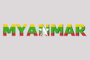 3D Flag of Myanmar on a text background. photo