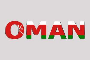 3D Flag of Oman on a text background. photo