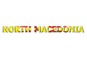 3D Flag of North Macedonia on a text background. photo