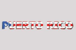 3D Flag of Puerto Rico on a text background. photo