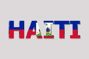 3D Flag of Haiti on a text background. photo