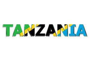 3D Flag of Tanzania on a text background. photo