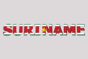 3D Flag of Suriname on a text background. photo