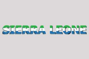 3D Flag of Sierra Leone on a text background. photo