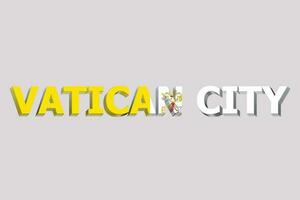 3D Flag of Vatican City on a text background. photo