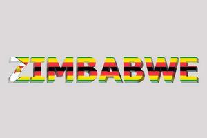 3D Flag of Zimbabwe on a text background. photo
