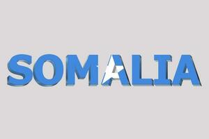 3D Flag of Somalia on a text background. photo