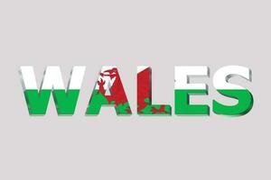 3D Flag of Wales on a text background. photo