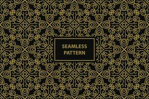 seamless pattern with floral ornaments in gold color on a black background, vector seamles pattern