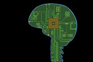 Brain with CPU microchips photo