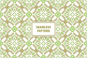 oriental seamless pattern. White, green and gold background with Arabic ornament. Pattern, background and wallpaper for your design. Textile ornament. Vector illustration.