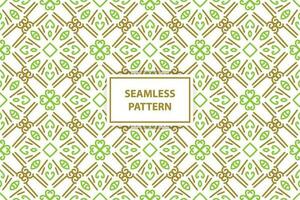 oriental seamless pattern. White, green and gold background with Arabic ornament. Pattern, background and wallpaper for your design. Textile ornament. Vector illustration.