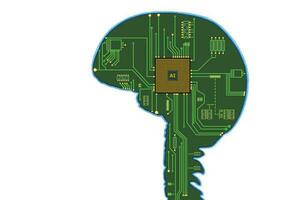 Brain with CPU microchips photo