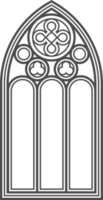 gotisch Kirche Fenster. die Architektur Bogen mit Glas. alt Schloss und Kathedrale rahmen. mittelalterlich befleckt Innere Design. Jahrgang Illustration png