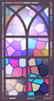 Gothic stained glass window. Church medieval arch. Catholic cathedral mosaic frame. Old architecture design. png