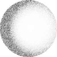 Grainy circle with noise dotted texture. Gradient ball with shadow. Abstract planet sphere with halftone stipple effect. png
