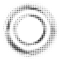 Dotted circle pattern. Abstract halftone round. Frame with random gradient gradation. Grunge rings design png