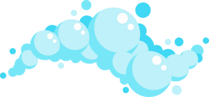 Cartoon soap foam set with bubbles. Light blue suds of bath, shampoo, shaving, mousse. png