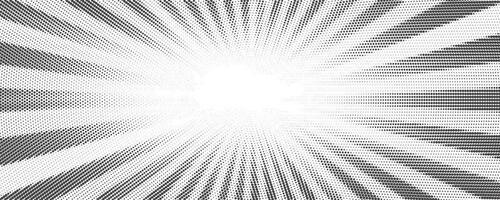 Sun rays halftone background. White and grey radial abstract comic pattern. Vector explosion abstract lines backdrop