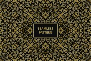 seamless pattern with floral ornaments in gold color on a black background, vector seamles pattern