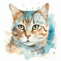 acuarela retrato de un gato. bosquejo estilo ilustración. para creando carteles, pegatinas, postales, huellas dactilares, sublimaciones. ai generado foto