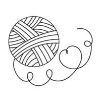 Knitting ball. Vector illustration in doodle style. Icon, logo, print, postcard, sublimation, sticker, clipart. Element on theme of needlework, thread, yarn