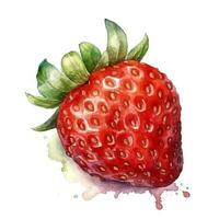 Watercolor illustration of strawberry. Juicy berry, single element. For creating posters, stickers, postcards, prints, sublimations. AI generated photo