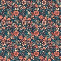 Beautiful floral seamless pattern. Flowers and leaves in hand draw style. Print, background, wallpaper, fabric, digital paper, packaging. photo