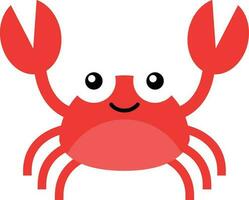 Crab character smiling with big claws on a white.cute crab cartoon vector icon illustration, mascot logo, cartoon animal style