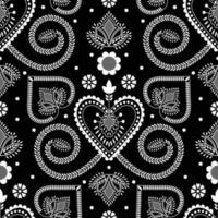 Seamless black and white pattern with flowers.Ornate Floral Seamless Pattern. vector