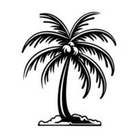 Palm tree with coconuts black silhouette. Flat style vector illustration for design