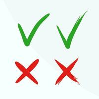 Check mark icon button box frame. Symbols yes or no icons. Green and red, Not and ok checklist sign. vector