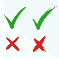 Check mark icon button box frame. Symbols yes or no icons. Green and red, Not and ok checklist sign. vector