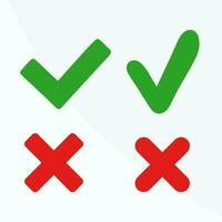 Check mark icon button box frame. Symbols yes or no icons. Green and red, Not and ok checklist sign. vector