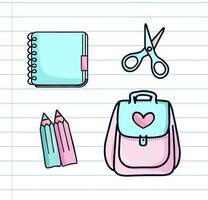 Cute school materials. Back to school. Happy Students vector