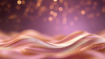 Rose Gold Bokeh Shiny Abstract Background. photo