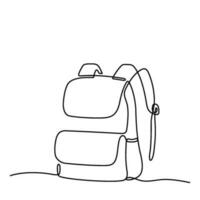 Backpack, school bag for school students in continuous line style. Back to school concept. Hand drawn, line art. Icon. Graphic design, vector, illustration vector