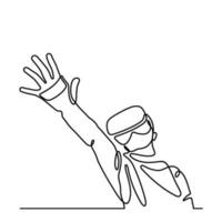 People wearing virtual reality glasses device. Metaverse concept. Continuous line. Hand drawn. One line. line art. Logo design. Vector