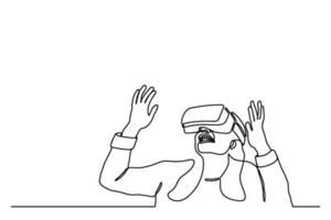 mujer vistiendo virtual realidad lentes dispositivo. metaverso concepto. continuo línea. mano dibujado. uno línea. línea Arte. logo diseño. vector. ilustración vector