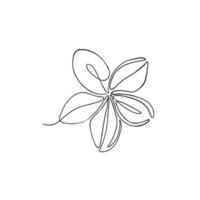 The plumeria flower is drawn with one line. Cosmetic series frangipani vector