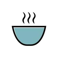 Hot steaming broth bowl icon. Healthy soup or noodle cup simple icon vector