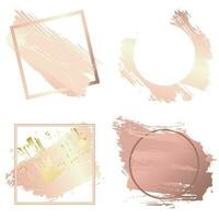 Frames for Valentines day and Christmas set. Creative art frames created using grunge stains of gold and pink gold. To style your text, copy space vector