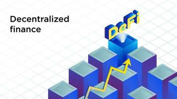 Vector illustration concept of DEFI growth. The cryptocurrency is growing in value.