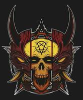 Japanese oni demon skull vector