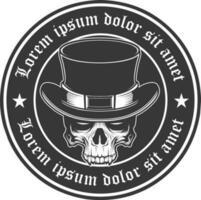 Skull with hat vector logo illustration