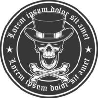 Crossbones skull with hat emblem logo vector