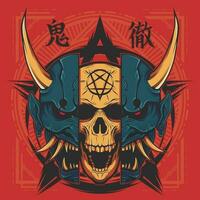 Oni mask design illustration vector