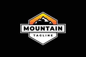 mountain sunset emblem logo vector